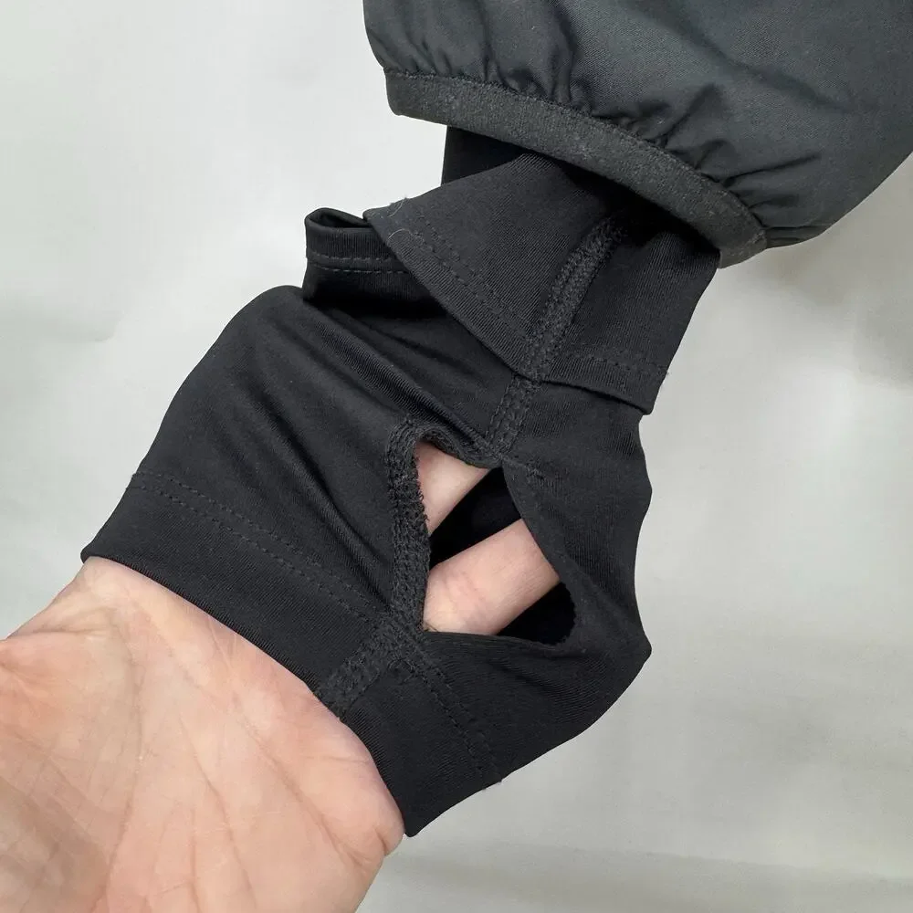 Nike THERMA-FIT Gray Black Quilted Full Zip Jacket Thumbholes Womens XS